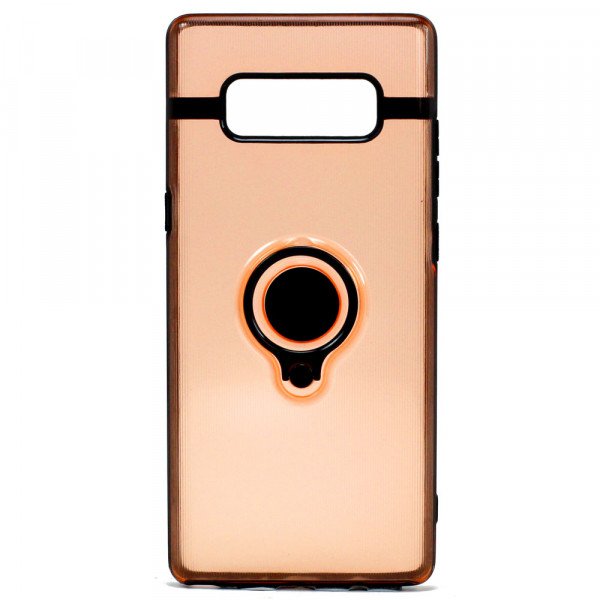 Wholesale Galaxy Note 8 360 Neon Rotating Ring Stand Hybrid Case with Metal Plate (Rose Pink)